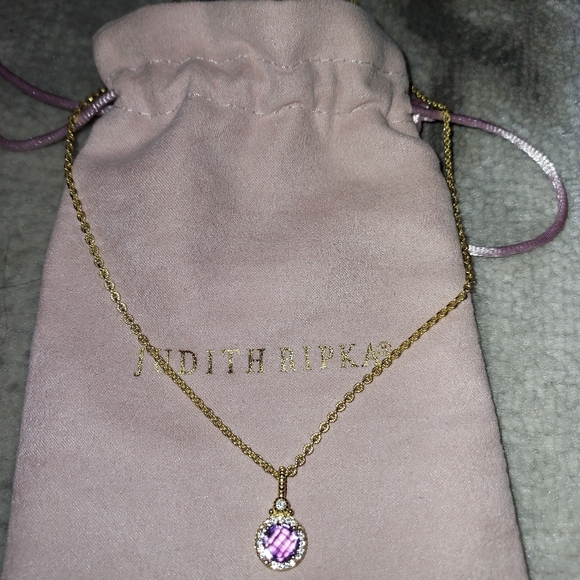 NWT 14K Gold 2 carat Amethyst & White Topaz Pendant Necklace - Picture 7 of 8